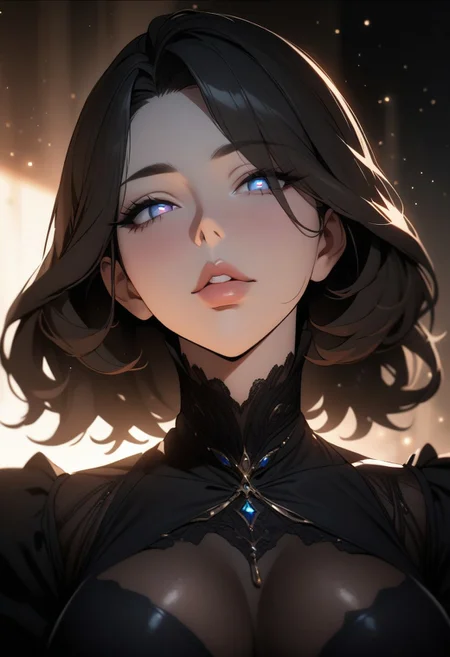 (masterpiece), (best quality), (ultra-detailed), 
1girl, solo,  gorgeous lips, an elegant face, 
light particle, particle, shadow,  
detailed lips , black detailed pupils, puffy lips, wide lips thick lips, big lips, large lips, parted clothes
