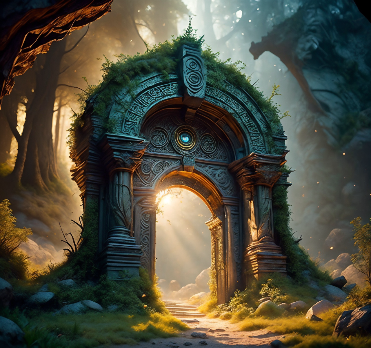 RAW photo, (masterpiece:1.3), subsurface scattering, heavy shadow, (high quality:1.4), (intricate, high detail:1.2), professional photography, HDR, High Dynamic Range, realistic, ultra realistic, photorealistic, high resolution, film photography, ambient lighting, atmospheric effects, <lora:detail_slider_v4:2>, OverallDetail, <lora:Portal:1>, cave, grass, no humans, pillar, portal, scenery, sky, sunbeam, sunlight, vines, epiCPhoto