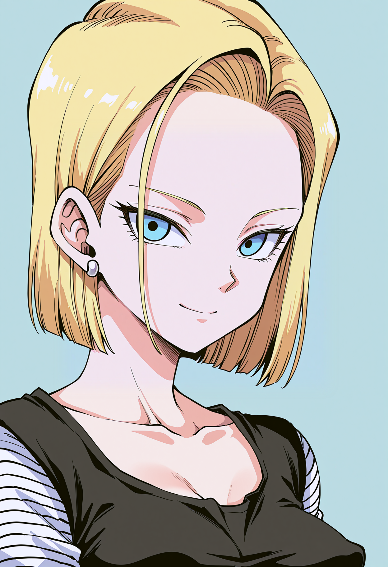 1girl, android 18, blonde hair, medium breasts, perky breasts, face portrait, detailed face, intricate face, detailed eyes, smile, looking at viewer, black shirt, long sleeves, striped clothes,
<lora:Erect_Sawaru:1> 3r3ct S4w4r0