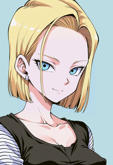 1girl, android 18, blonde hair, medium breasts, perky breasts, face portrait, detailed face, intricate face, detailed eyes, smile, looking at viewer, black shirt, long sleeves, striped clothes,
<lora:Erect_Sawaru:1> 3r3ct S4w4r0