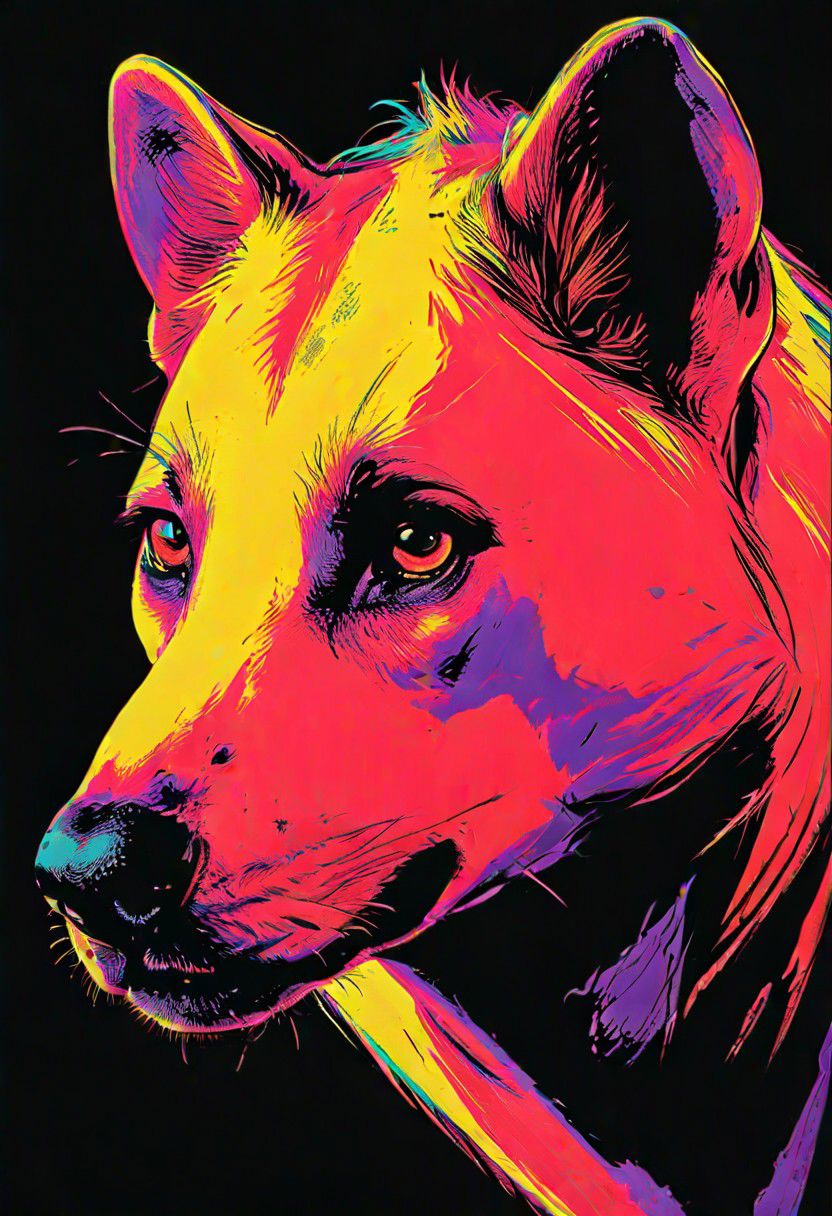 impactful color paint of, a hyenas, highly detailed, vibrant colors , 8k, sharp, professional, clear, high contrast, high saturated, , vivid deep blacks, crystal clear