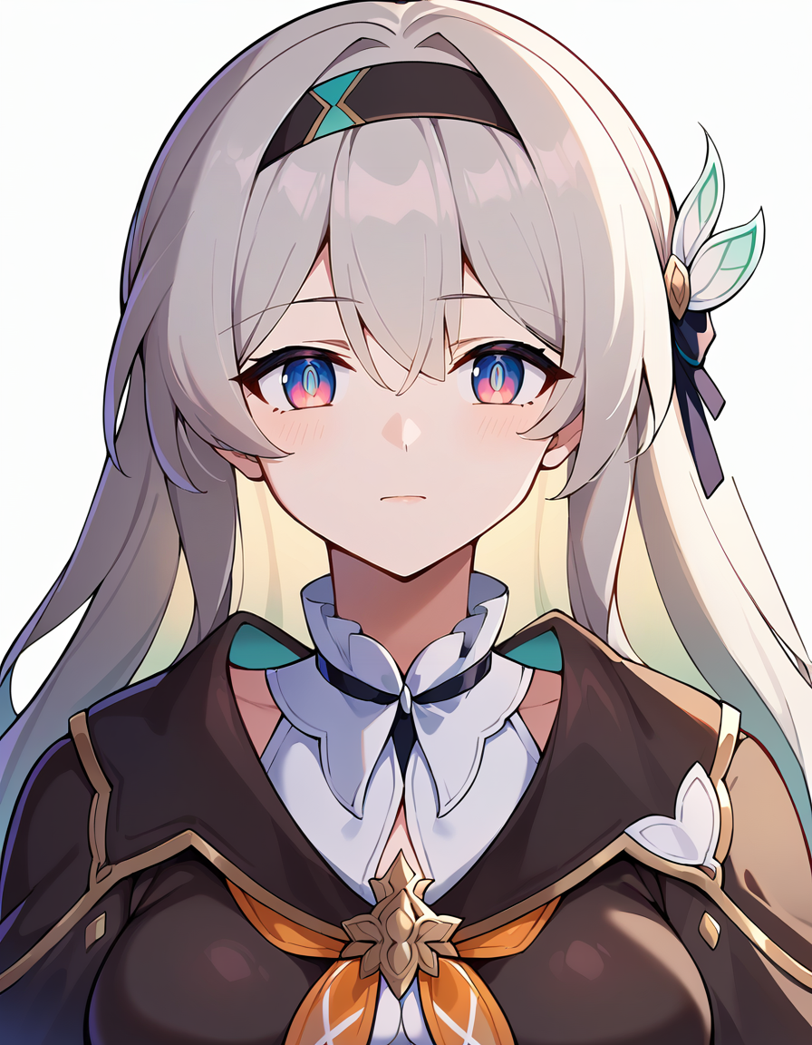 score_9, score_8_up, score_7_up, white background, simple background,
BREAK
source_anime,
BREAK
(1girl, solo, solo focus), fireflydef, jacket, dress, grey hair, 
 <lora:Firefly-v2.5.3-PDXL:1>