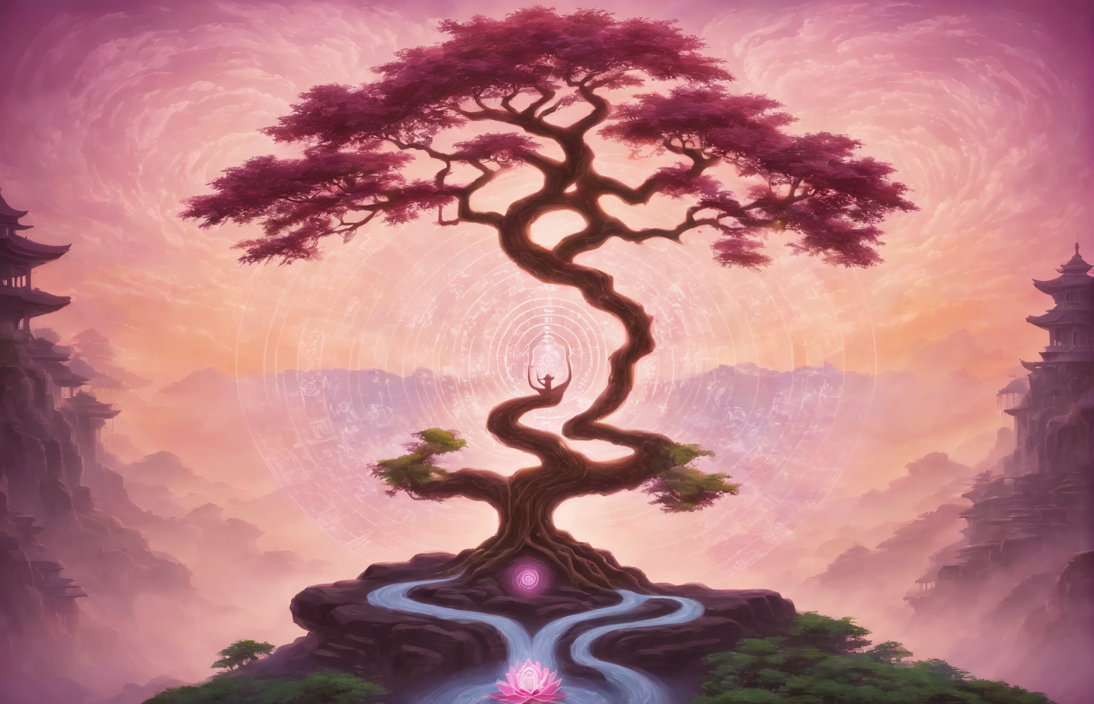 <lora:ge0g1yph1ks:0.5>yantra yoga meditation tree