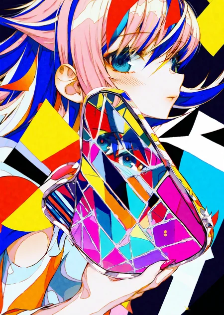 by wanke
1girl reflective glasses bangs long hair 
masterpiece, best quality, high quality, highres, absurdres, very detailed, high resolution, sharp, sharp image, 8k, vivid, colorful, stunning, anime