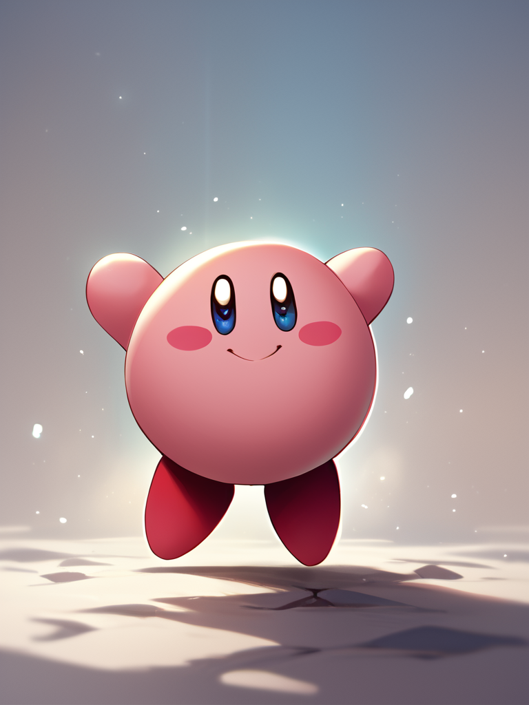 score_7_up, score_8_up, score_9, masterpiece, perfect face, high quality, source_cartoon, (solo,) <lora:Kirby_-_Nintendo:1>kirby, smile