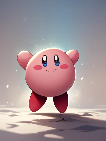 score_7_up, score_8_up, score_9, masterpiece, perfect face, high quality, source_cartoon, (solo,) <lora:Kirby_-_Nintendo:1>kirby, smile