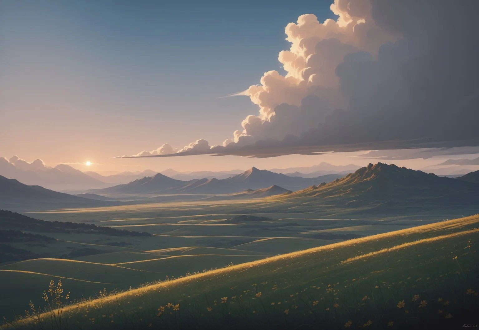 score_9, score_8_up, masterpiece, best quality, absurdres, highres, high quality, highly detailed, landscape photography, fields of golden grain, bright blue sky with white wisps of cloud, a single tree, natural lighting, high contrast, vibrant color, arcane