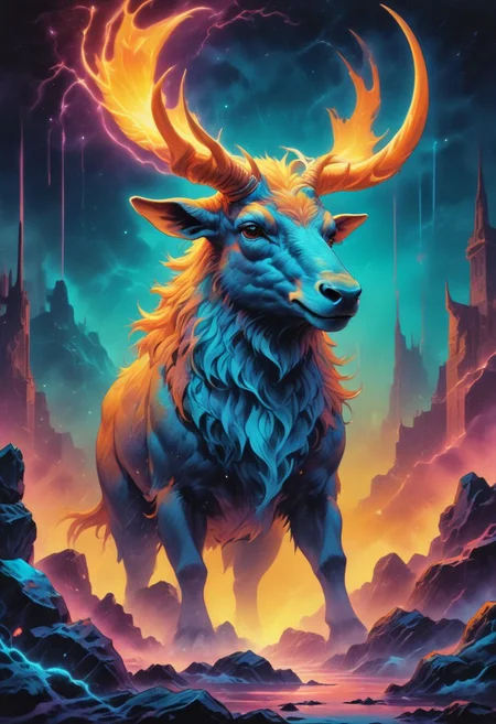 retro ink,fey creature, viking, neon cyan and orange, <lora:Retro_Ink_SDXL:.5>