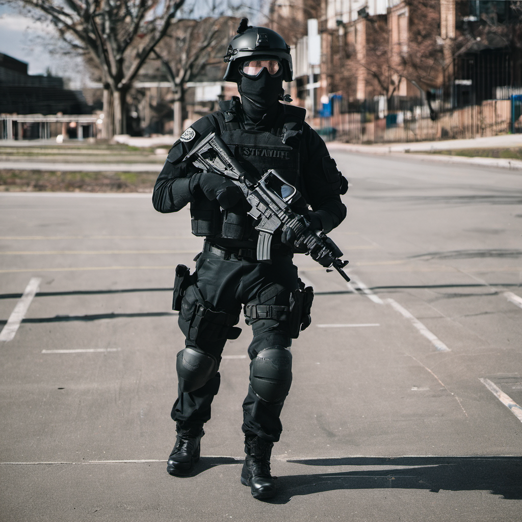 <lora:swat gear_xl:1> a man wearing swat gear