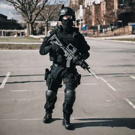 <lora:swat gear_xl:1> a man wearing swat gear