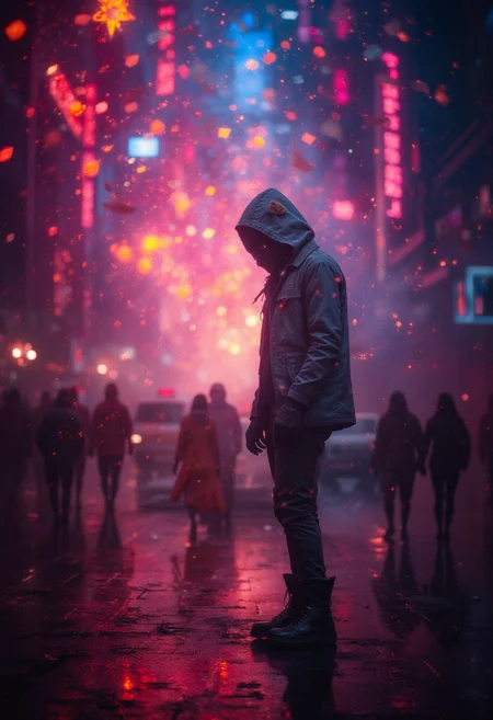 order and chaos, vibrant glow, bokeh