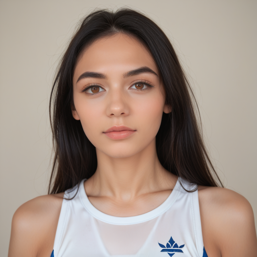 score_9, score_8_up,score_9, score_8_up, score_7_up, score_6_up, realistic, 1girl, long straight hair, bust portrait, black hair, sportswear, brown eyes, looking at viewer, simple background,<lora:Pony.Alexya_v01:1>