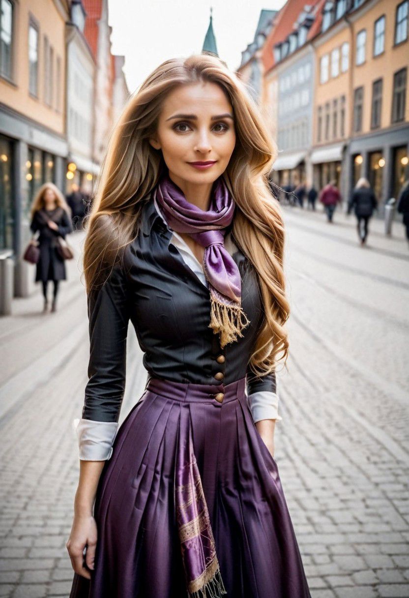 Rapunzel, realistic, classy, in the streets, 30yo