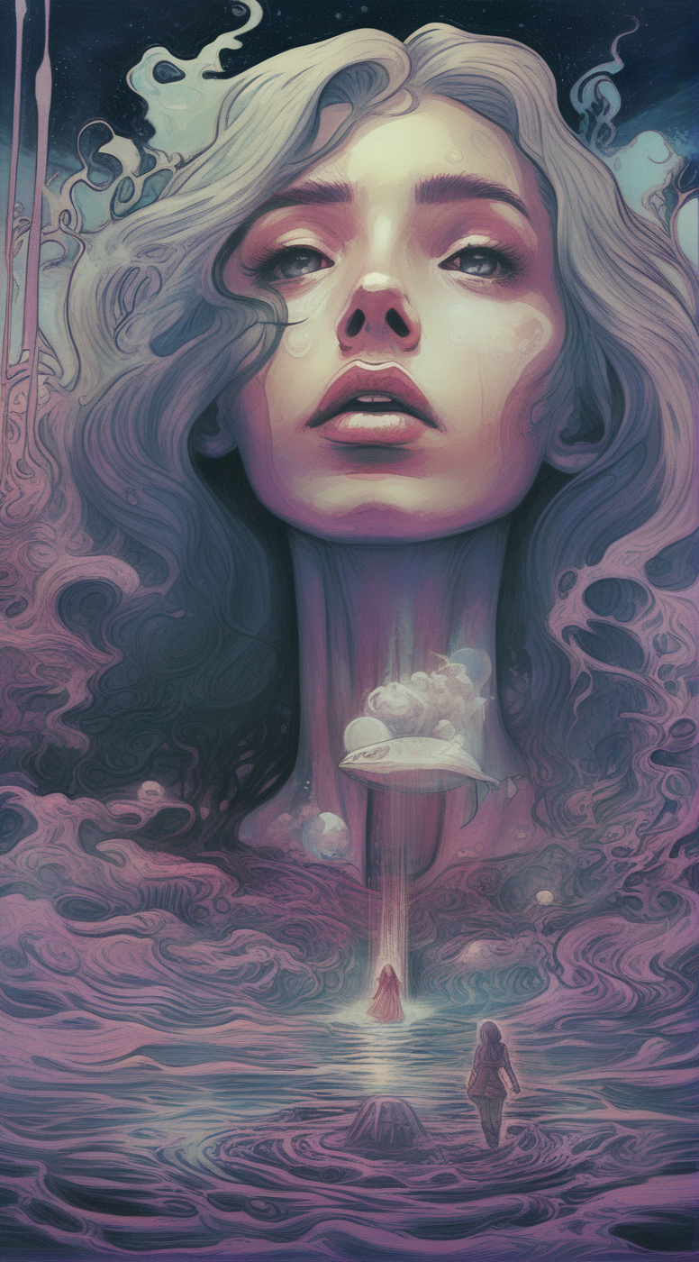 drawix4 girl, a dark and mysterious world unfolds, enigmatic dreamscape surrealistic <lora:drawix4:1>