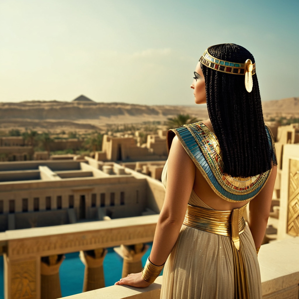 cinematic film still of  <lora:Cleopatra:1.2>
Cleopatra an epic wide view of a  woman in a dress looking out over a city Queen of the Ptolemaic Kingdom of Egypt, shallow depth of field, vignette, highly detailed, high budget, bokeh, cinemascope, moody, epic, gorgeous, film grain, grainy