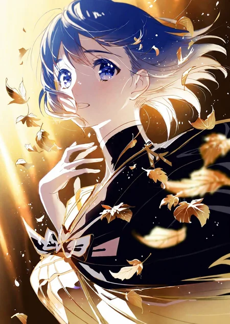 anime, flat color illustration by john singer sargent
a stunning woman , detailed face
joyful, dynamic pose, ,, floating particles, mesmerizing,
gold leaf decorations
shadows,
anime
dramatic lighting
gradient
pixiv request, pixiv fantasia, pixiv sample,
by ajimita,
best quality,