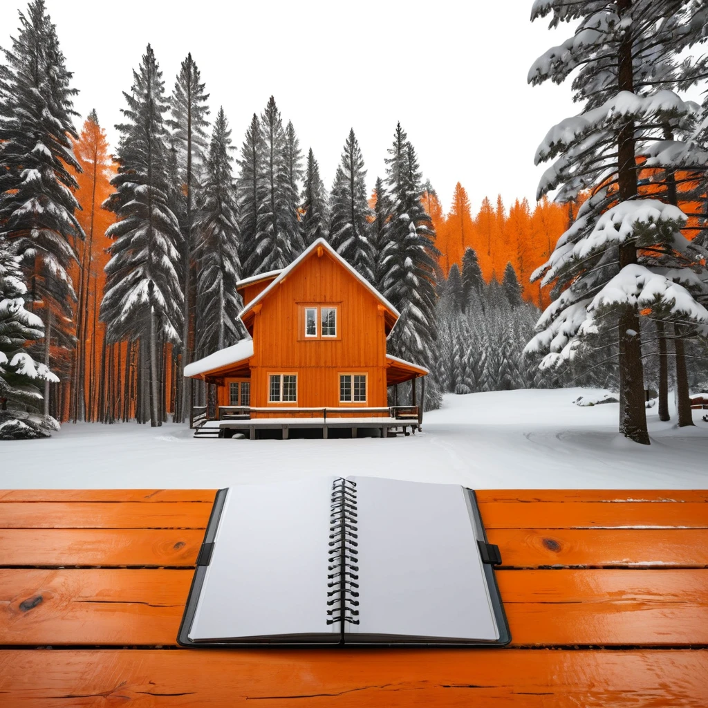 (notebook showcase) <lora:20_notebook_showcase:1.1>
Orange background,
high quality, professional, highres, amazing, dramatic,
(Snow-covered forest and cabin retreat:0.5),