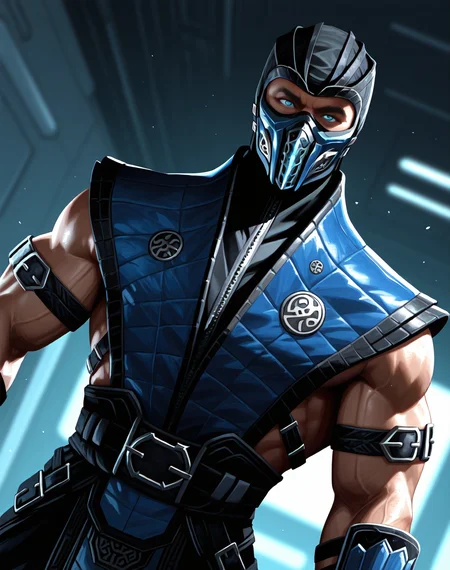 <lora:Sub_Zero_(Mortal_Kombat)_(Illustrious)_(AD):1.35> Sub Zero, muscular, Mortal Kombat,
dutch angle, interior, underground robotic laboratory,
male chest focus, gradient coloring, villain,
BREAK very awe, aesthetically pleasing, masterpiece, best quality, amazing quality, very aesthetic, perfect depth of field shot, in'ei,
Smooth Quality, lazympos, IllustQualXL_Pos,