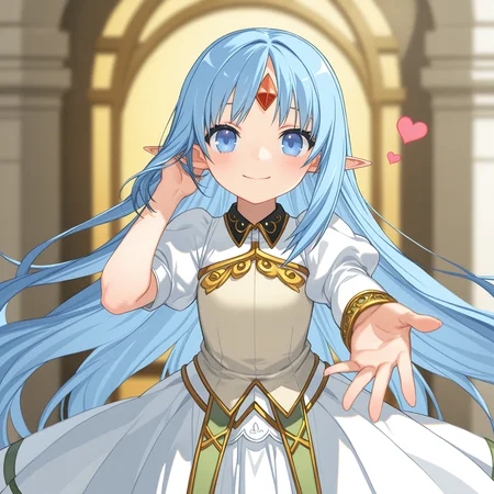 <lora:Reset_1_nai-000037:1>,Reset,
white dress,
1girl,smile,heart,front view,straight-on,solo,hand in own hair,reaching towards viewer,depth of field,