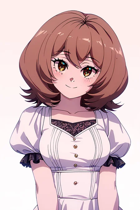 score_9, score_8_up, score_8, medium breasts, (curvy), cute, eyelashes, BREAK, , zzEdel, brown eyes, medium hair, brown hair, short hair, dress, collarbone, puffy short sleeves, <lora:EdelFrieren_PDXL:1.0>, , BREAK, smile, closed mouth, looking at viewer, cowboy shot, ,,, embedding:zPDXL, Expressiveh, ,,, <lora:Konpeto_PDXL_v3:1.0>, <lora:SDXLFaeTastic2400:0.5>, <lora:Expressive_H-000001:0.4>,