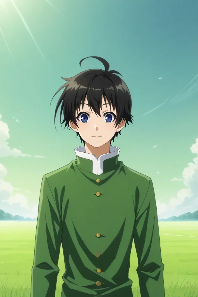 score_9, score_8_up, score_7_up, source_anime, rating_safe, , anime screencap, anime coloring, official style, , , 1boy, solo, male focus, <lora:misogi_kumagawa_pony:0.94>, misogi_kumagawa, black hair, blue eyes, short hair, ahoge, upper body, field, dark, floating, happy, , <lora:sdxl_lightning_8step_lora:1>
