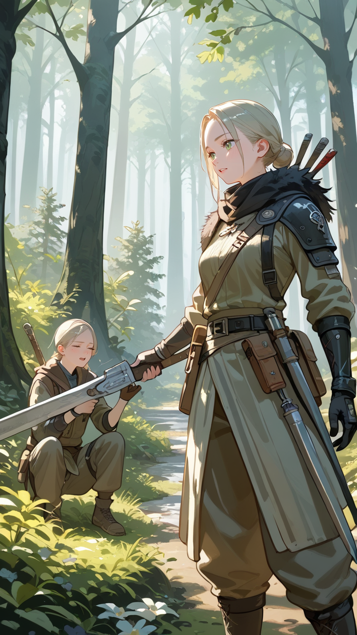 score_9, score_8_up, score_7_up, BREAK, female, hunter, nature, fantasy, soft light, highly detailed, detailed skin, film grain, Third-Person , <lora:zy_Detailed_Backgrounds_v1:.7>