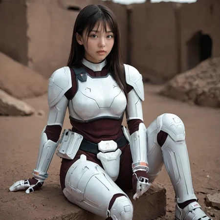 score_9,score_8_up,score_7_up, orgasm face,eyes,shiny oild skin,looking at viewer,sweat,
terraformarsmoviebodysuit, armored bodysuit, black bodysuit, white armor, boobplate, shoulder pads, wrist guards, black gloves, white gloves, utility belt, belt pouch, hip armor, crotch plate, thigh armor, knee pads, shin guards, armored shoes, on rubble, night, Green Desert, sitting,
<lora:Terraformars:0.85>