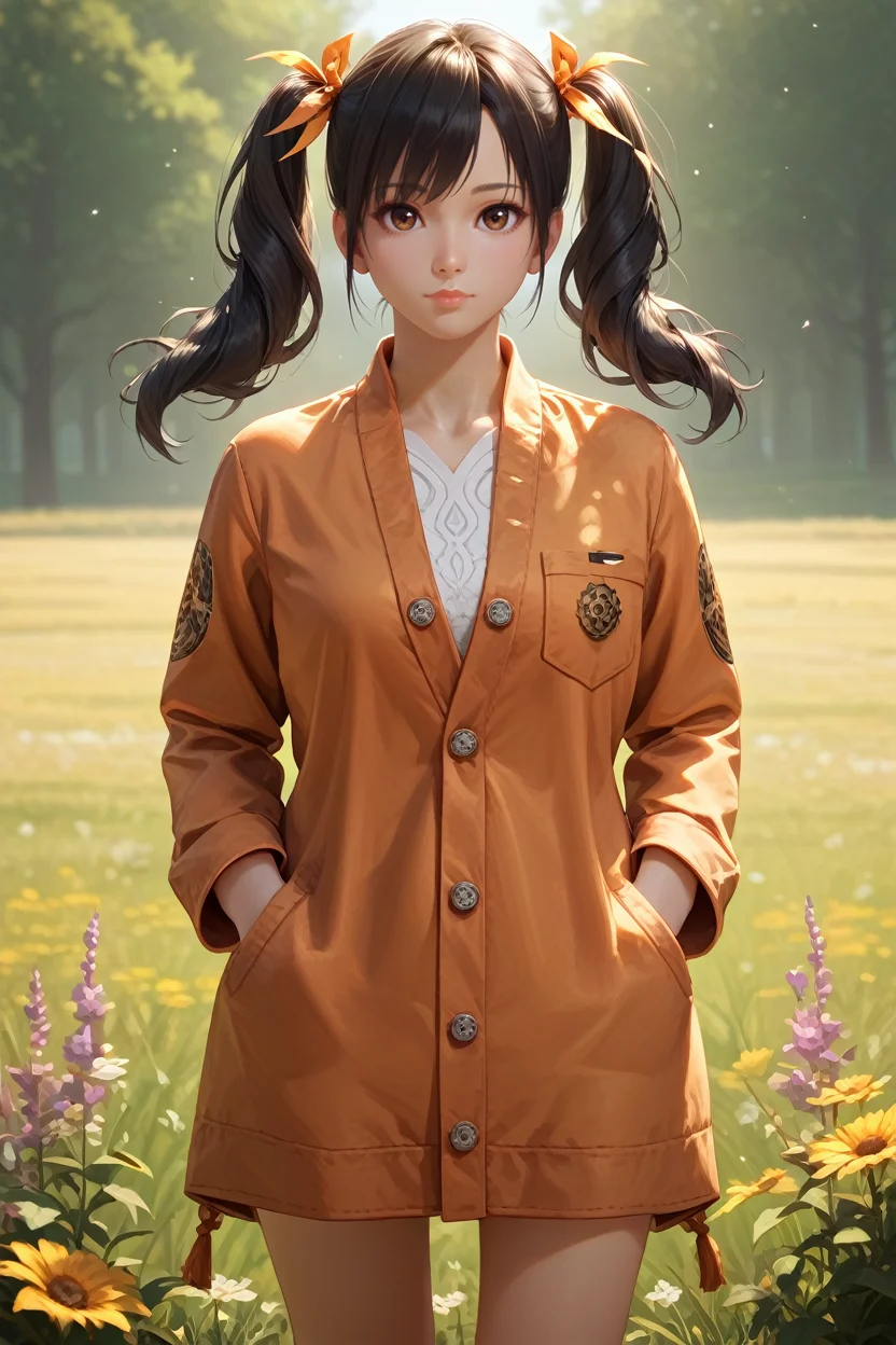score_9, score_8_up, score_7_up,
<lora:TKXiaoyu:0.8>
TKXiaoyu, 1girl, twin tails, black hair, brown eyes, looking at viewer, standing in a field of lavender, hands in pockets, slight breeze blowing hair, warm golden hour sunlight, serene and peaceful mood