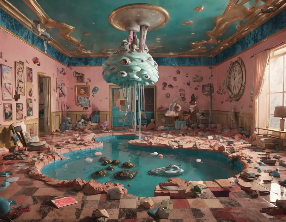 uncanny y2kmad sunken room, photo, surrealism, 4k, detailed <lora:y2kmad_v0.0.2:0.7>