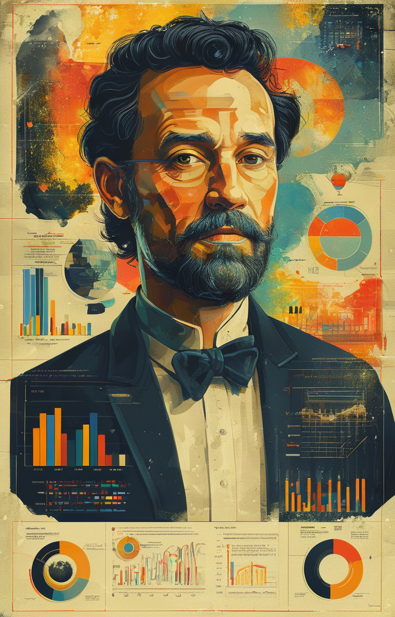masterpiece,best quality,<lora:tbh245-sdxl:0.9>,illustration,style of Infographic portrait of noble man