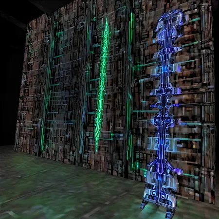 ps1 style, y2k style, y2k aesthetics, cyberisiglism, neotribal, tribal, tribals, cyberpunk, bio, metallic, neon, contemporary art