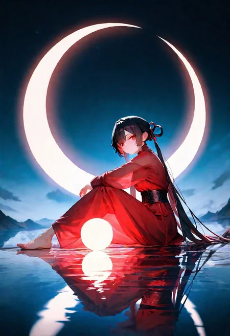 masterpiece, best quality, good quality, very aesthetic, absurdres, newest, 1girl, hanfu,see-through,
Sitting on the glowing crescent moon, the tranquil lake, reflections, and toes lightly touching the water <lora:spo_sdxl_10ep_4k-data_lora_webui:0.6> <lora:ponyv5_noobV065S_1_adamW-000013:0.7> <lora:USNR_STYLE_XL_lokr:0.45> <lora:GBF_Illustrious:0.4> <lora:748cmSDXL:0.8>