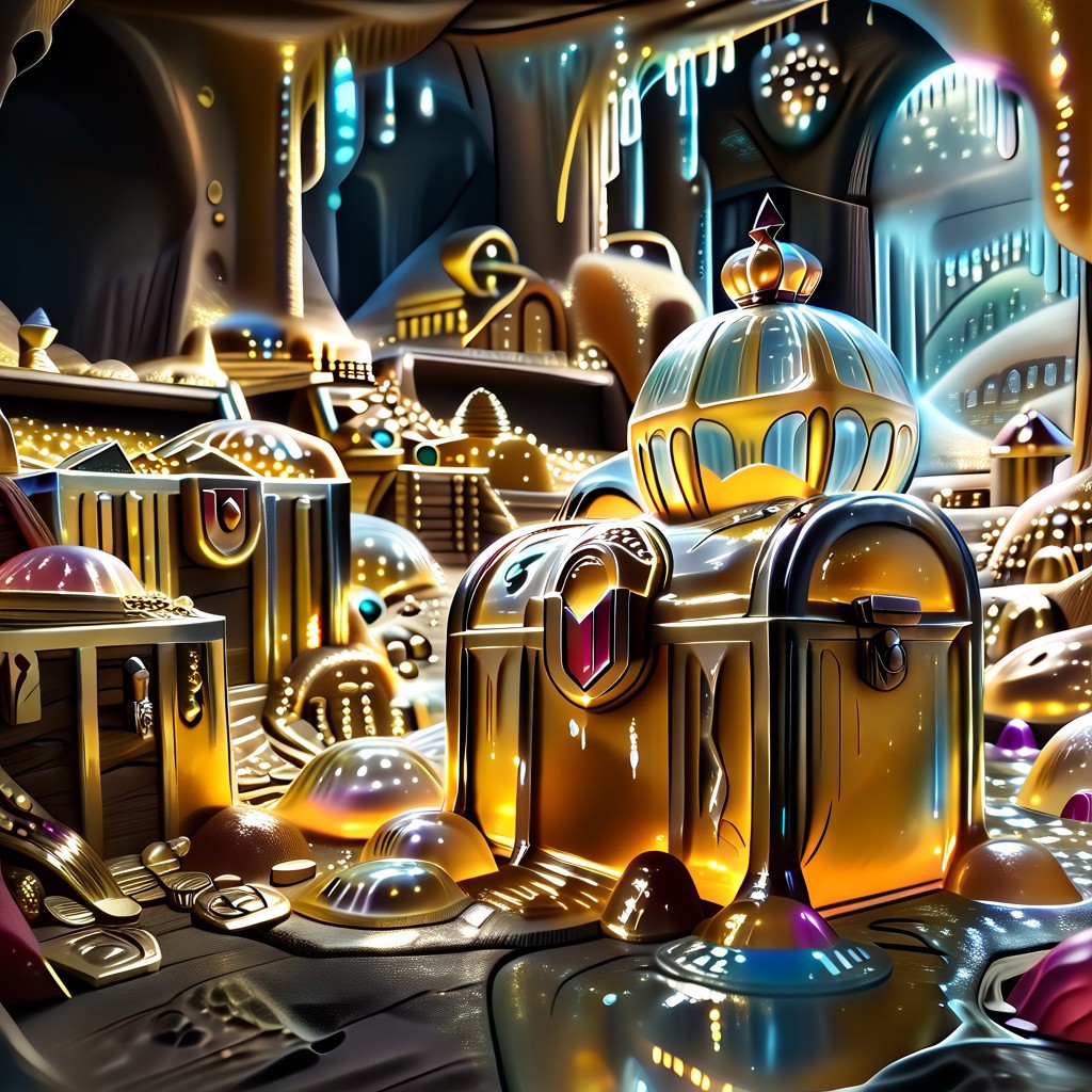 chalice made out of slime, fancy cup made out of slime, fancy chalice made out of slime, Detailed chalice made out of gold slime, Gem-studded slime chalice, multi-colored gems made out of slime, in a room of treasure made out of slime,  gold coins and bars made out of slime, wood-like treasure chest made out of slime, wood-colored slime chest, 
treasure-room, treasure, treasure chest, gemstone, coins, gold bars, gold pile, 
everything made of slime, No simple background,
((translucent slime)), ((transparent slime)), (bioluminescent slime), sl1m3, slime, great lighting, even lighting, no bright spots,