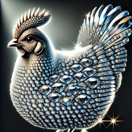 (photorealistic), chicken made of diamonds, iridescent, score_9