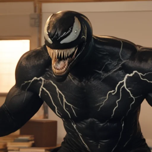 a still of venom in the office tv show, 90s sitcom, intricate, 8k, artstation, highly detailed, intense, sharp focus, art by cgsociety