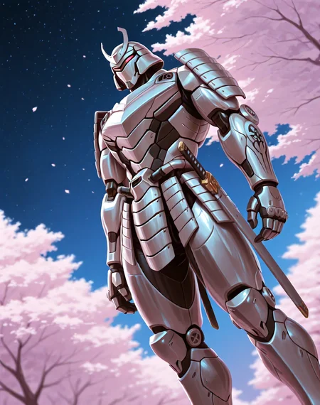 <lora:Silver_Samurai_(Marvel_Comics)_(Illustrious)_(AD):0.85> Silver Samurai, robot, armor,
((
exterior, traditional Japanese noble's estate home, cherry blossoms, night sky,
dutch angle, dynamic action, male focus, solo, fully armored, villain, hyper glossy body, powerful, superiority,
)),
BREAK: very awe, aesthetically pleasing, masterpiece, best quality, amazing quality, very aesthetic, depth of field, absurd details, depth of field, atmospheric rendering, natural shading, soft shading,
BREAK: lazympos, lazypos (3),