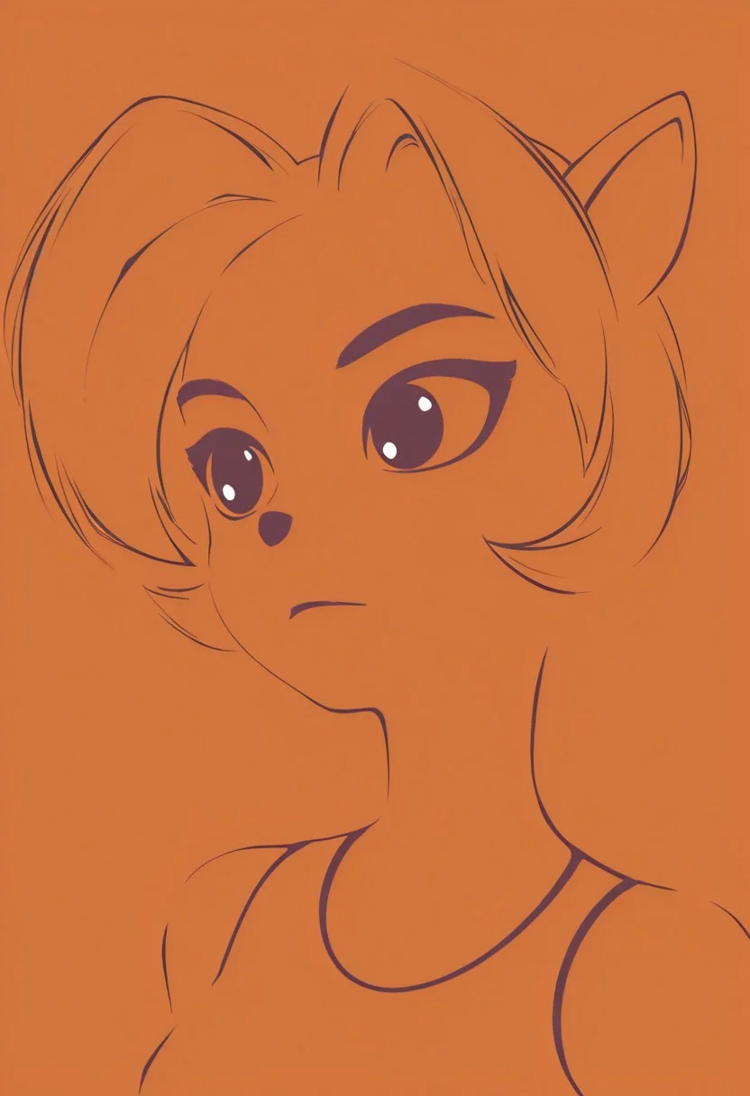 (masterpiece, best quality, incredible quality, very aesthetic, absurd, latest), (minimalism:1.5), flat color, limited colors, limited palette, limited detail, contrast, simple background, 1girl, portrait, crash mind over mutant coco bandicoot,