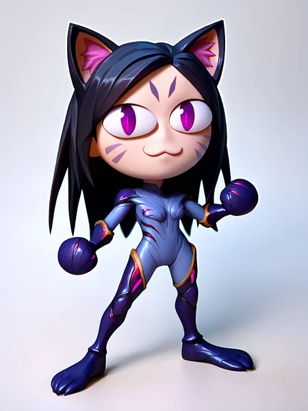 score_9, score_8_up, score_7_up, BREAK,
1girl, necoarc, cat ears,
kaisa, black hair, long hair, purple eyes, facial mark, bodysuit,
standing, chibi, solo, full body, white background <lora:necoarc-guy-PONY-v1:1> <lora:KaisaXL:1>