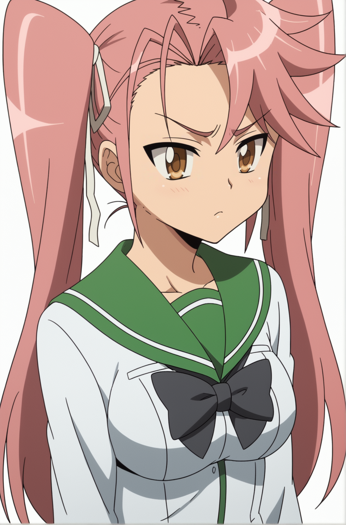 <lora:Saya_Takagi:0.8>, white background, Saya Takagi, 1girl, solo, bow, ribbon, school uniform, serafuku