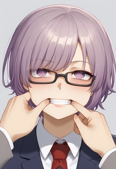 Mash hypnotized by coin,
mashuu_neko, lewd, 1girl,
mind control, hypnotized, hypnotic glasses, spiral glasses, lovestruck expression,
fingercandy
mash_kyrielight: