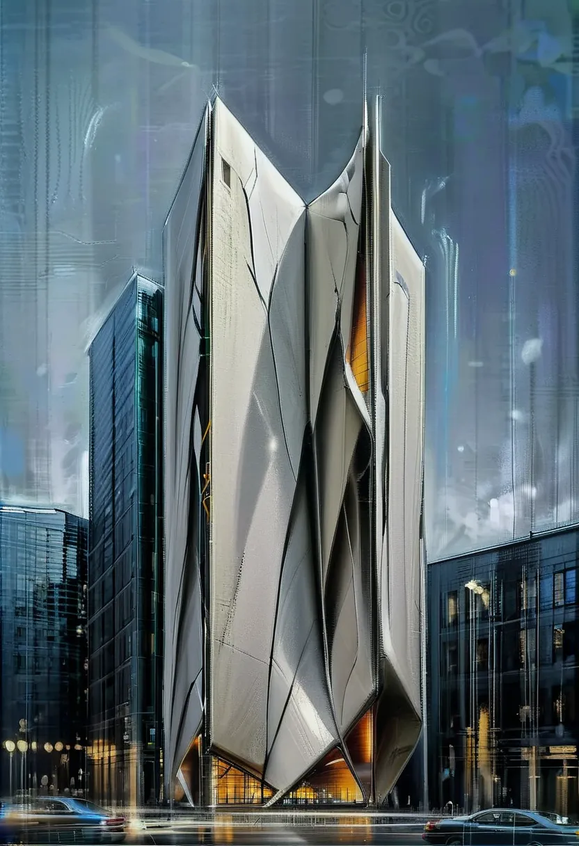 pencekenan, architecture, tower, urban context, abstract geometric forms  <lora:AIDVN_pencekenan_style:0.8> <lora:aesthetic_anime_v1s:0.8>