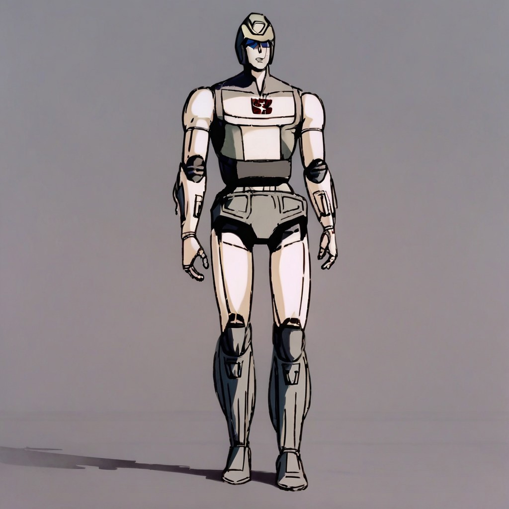 Score_7_up, score_8_up, 2d, source_cartoon, TOptimus, robot, no face, full body,, legs, feet,, simple background, Transformers, Animation, <lora:Transformers 86 FT-000005:1>