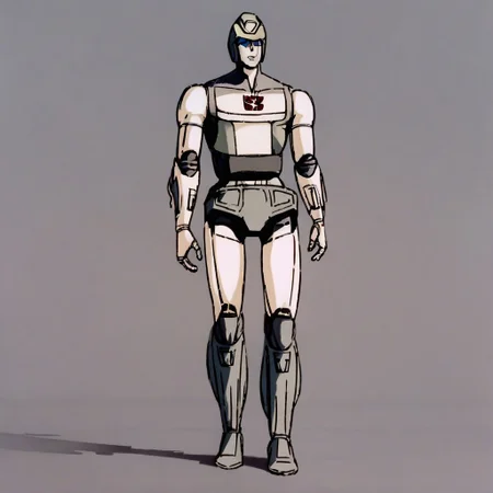 Score_7_up, score_8_up, 2d, source_cartoon, TOptimus, robot, no face, full body,, legs, feet,, simple background, Transformers, Animation, <lora:Transformers 86 FT-000005:1>