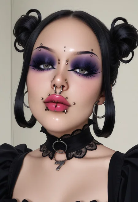 score_9, score_8_up, score_7_up, rating_safe, concept art, realistic, 1girl, solo, portrait.
sexy face, cute face, sexy makeup,
ExtrFacePiercing, (face piercing:1.8), lips rings.
Gothic.
