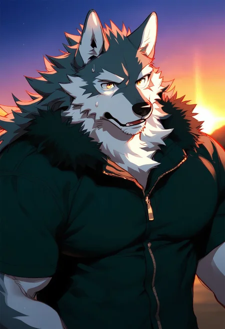 wolf, animal ears, furry, male, bara