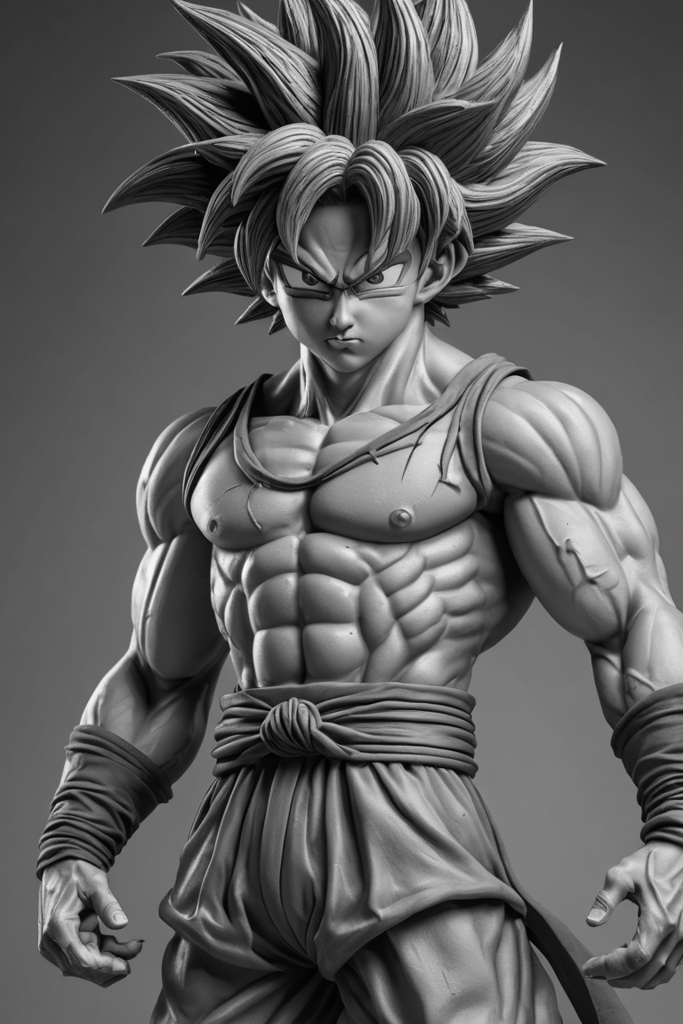 son Goku,ultra detailed,monochrome