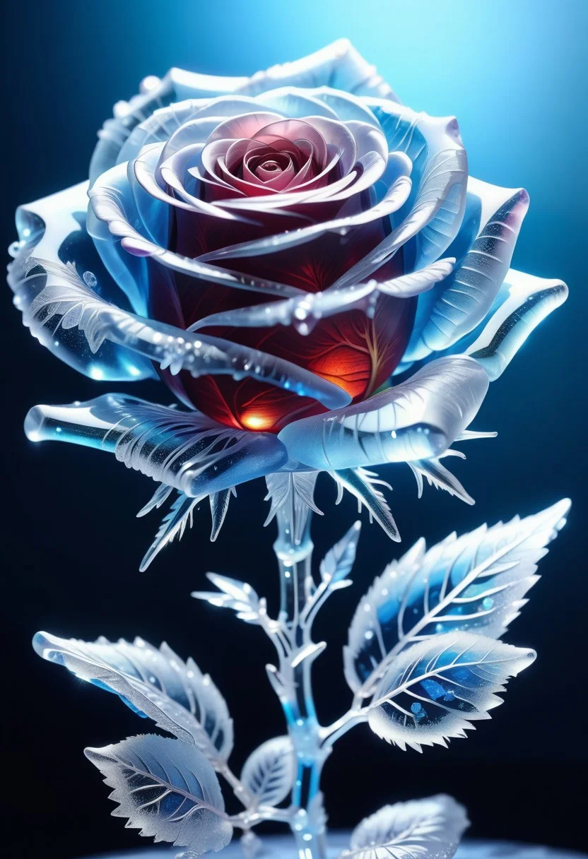 a Rose made out of Jed-Blmicry, <lora:BioIceCrystalStyle-000006:0.7>, masterpiece, full of details,