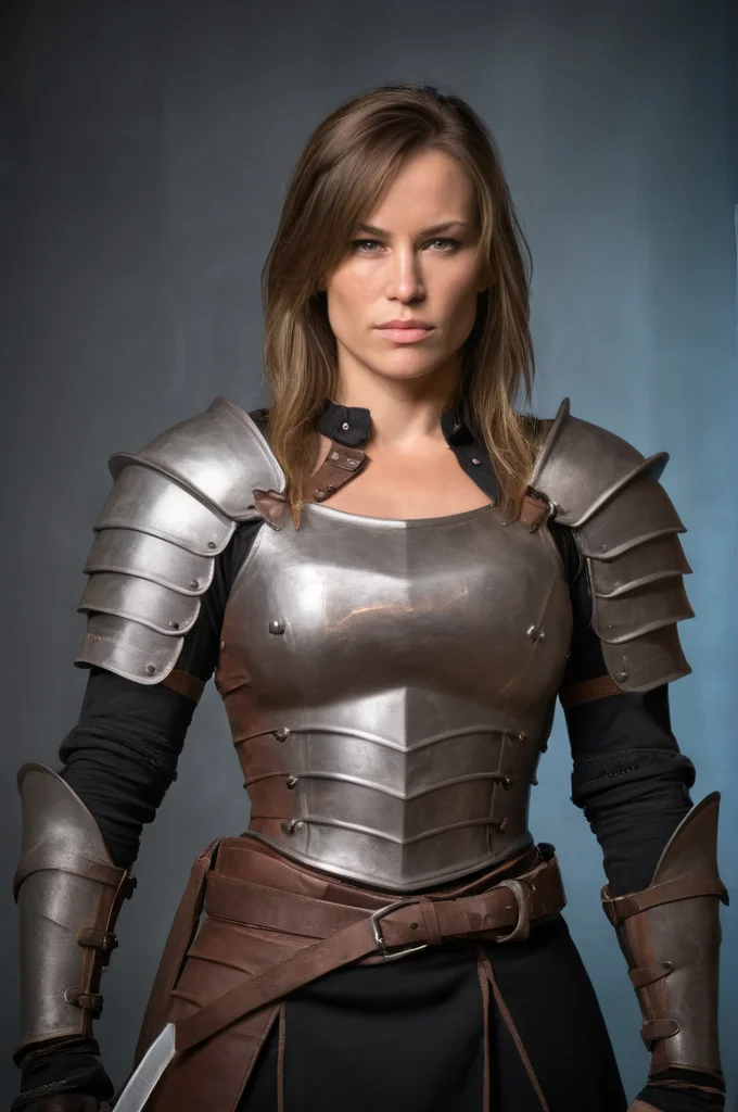 BMAIW, female warrior in leather armor holding a sword <lora:BMAIW_sdxl_scaled_128:0.75>