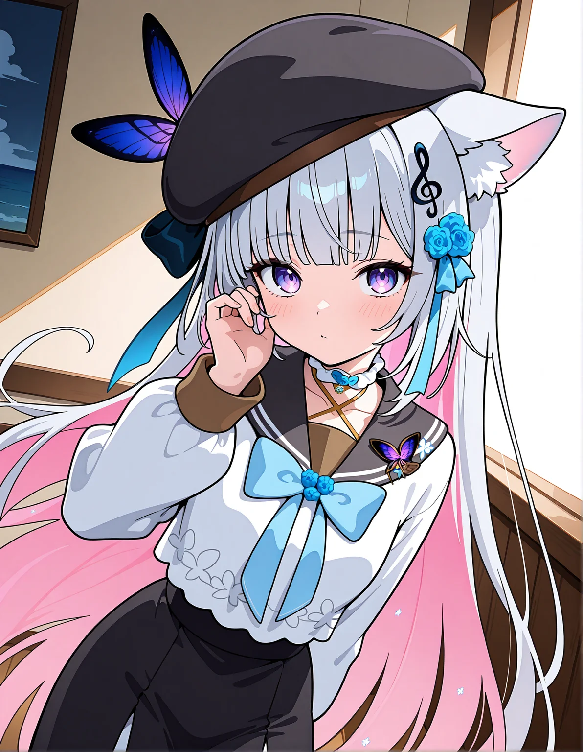 masterpiece, perfect quality, best quality, absolutely eye-catching, absurdres, highres, newest, <lora:katagiriakiillustriousXL:1>, 1girl, katagiriaki, beret,