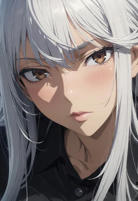 gorgeous lips, (masterpiece), (best quality), (ultra-detailed), very aesthetic, perfect composition, intricate details, absurdres, detailed face, (anime, masterpiece, intricate:1.3), (best quality, hires textures, high detail:1.2), (4k),(incredibly detailed:1.4)
1woman, long hair, Brown eyes, lips, mouth, high pointed nose, medium breasts, White hair, wild hair. milf, closed mouth, indifference face
<lora:sovetsky_soyuz_XL_v1.0:1>, sovetsky_soyuz
Loose clothing: shirt , skirt, stockings,